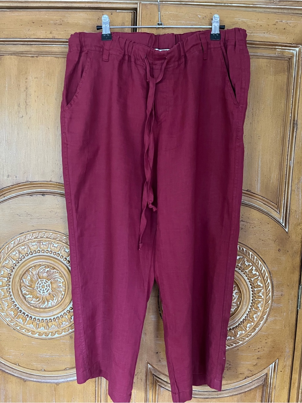 Allen Allen Men's Burgundy Drawstring Chinos